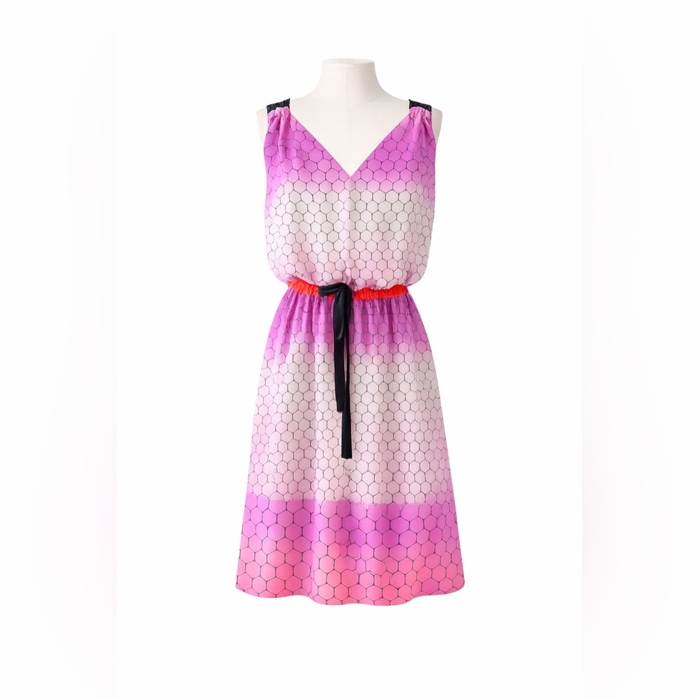 I Heart Ronson Pink Ombre Sleeveless Dress M Tie Waist Y2K Colorblock Resort